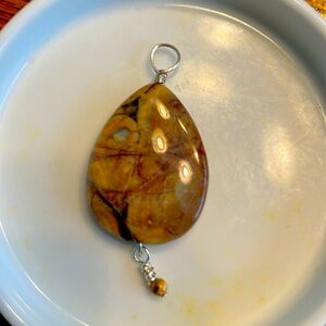 Wire wrapped Picasso stone pendant with silver plate wire